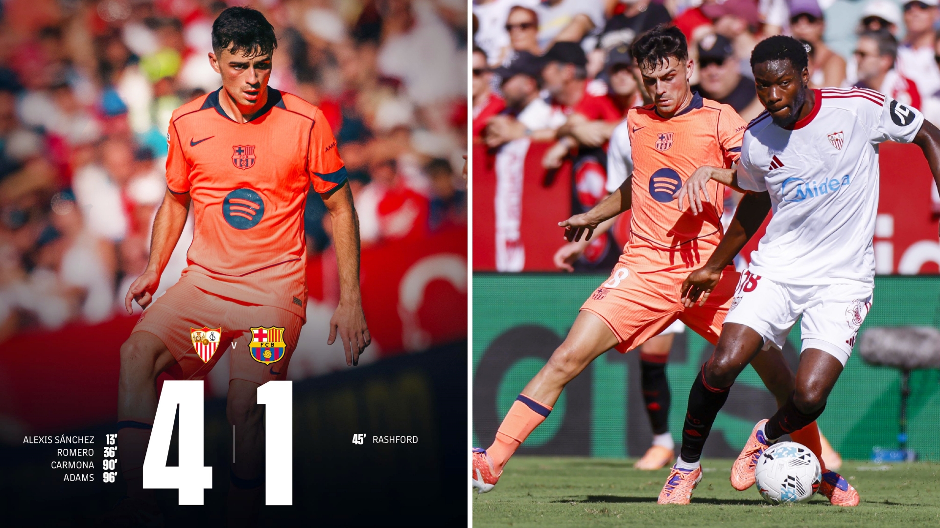 巴塞罗那西甲击败塞维利亚京多安远射破门(塞维利亚巴塞罗那足球)